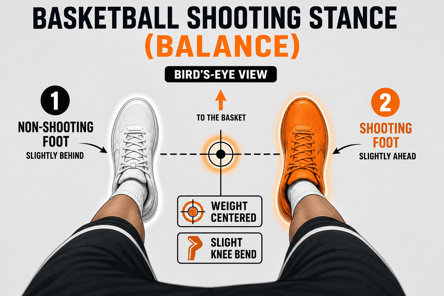 Basketball shooting stance balance diagram