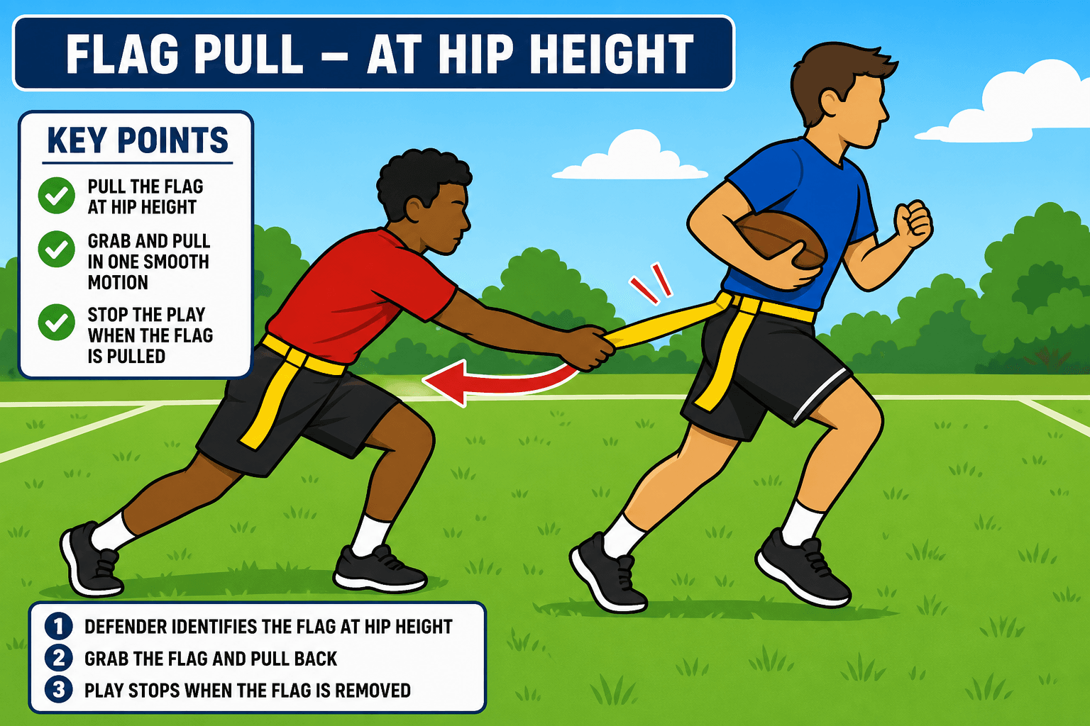 FLAG PULLING TWO HAND GRAB diagram