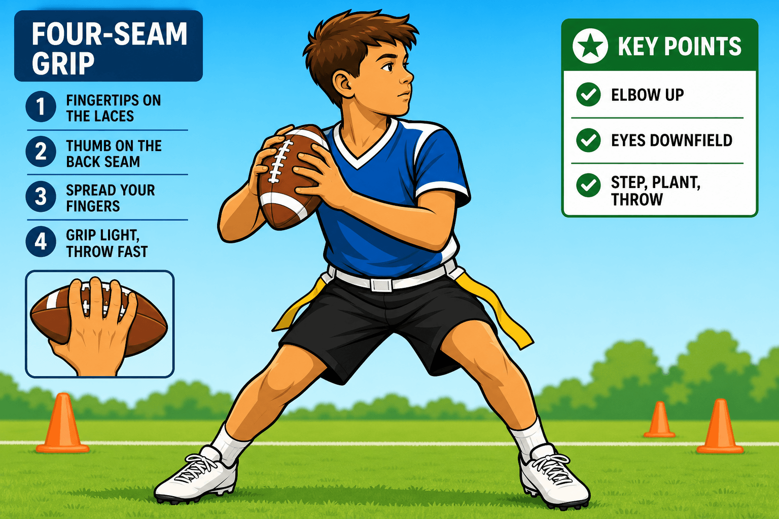 THROWING GRIP AND STANCE diagram