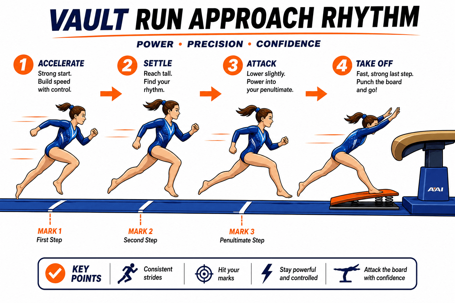 VAULT RUN APPROACH RHYTHM diagram