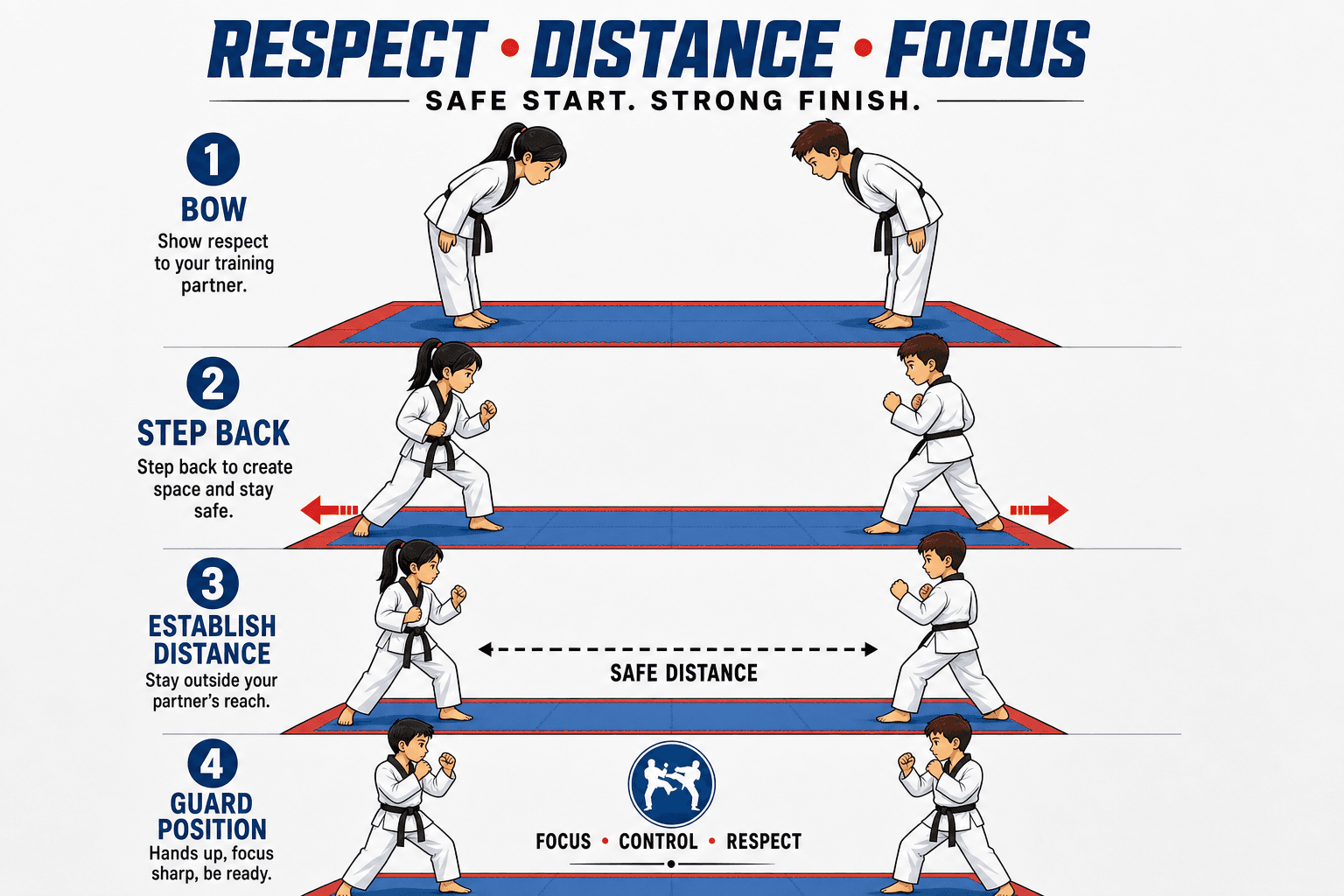 SPARRING BASICS BOW AND DISTANCE diagram