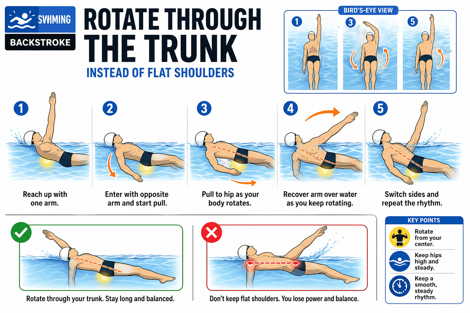 BACKSTROKE BODY ROTATION diagram