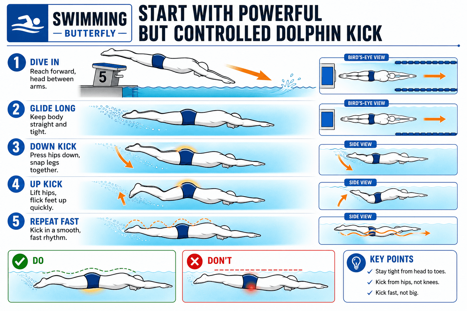 BUTTERFLY DOLPHIN KICK diagram