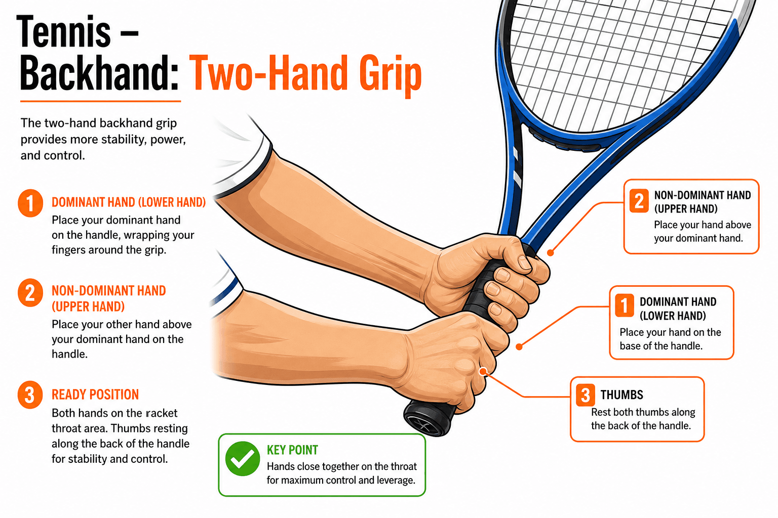 BACKHAND TWO HAND GRIP diagram