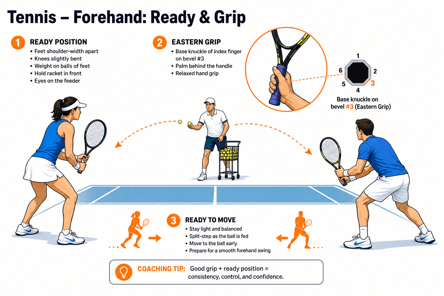 FOREHAND READY AND GRIP diagram